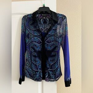 INC International Concepts Paisley Blouse - Purple and Black